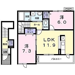 エスポワール 2LDKの間取図画像