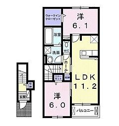 セレストブルー 2階2LDKの間取り