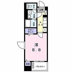グランコート国府 1Kの間取図画像