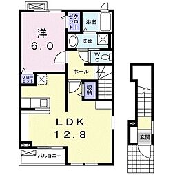 メゾンクラール 1LDKの間取図画像