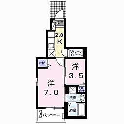 マリオ北島A 2Kの間取図画像