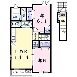 ブランミュール水巻C 2LDKの間取図画像