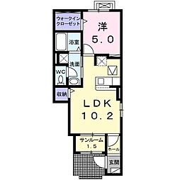 エソール中川 1LDKの間取図画像