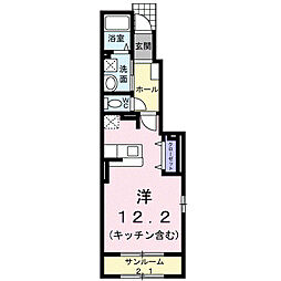 カーサ・エスコンディド ワンルームの間取図画像