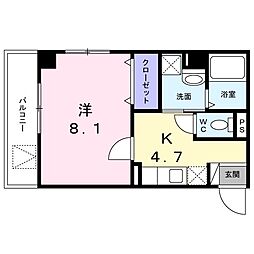ライゼイヅミヤI 1Kの間取図画像