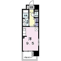 グランドール到津フォレスト ワンルームの間取図画像