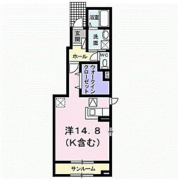 ノイカルムD ワンルームの間取図画像