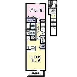 シャローン・シュル 1LDKの間取図画像