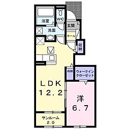 プラシードN1 1LDKの間取図画像