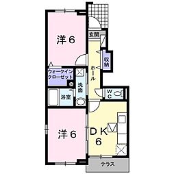 ピースフル向日葵3 2DKの間取図画像