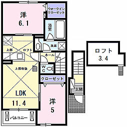 ラルーチェ 2LDKの間取図画像