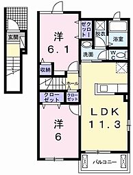 リヴェールコート3 2LDKの間取図画像
