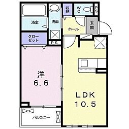 クレシア菱木 1LDKの間取図画像