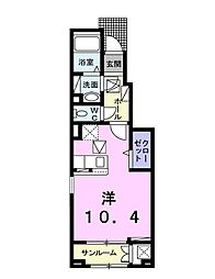 ホワイトハーツ ワンルームの間取図画像