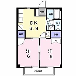 コスモハイツA 2DKの間取図画像