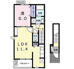 カーサフェリーチェC 1LDKの間取図画像