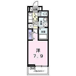 ル・ボヌール新居浜 1Kの間取図画像