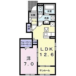メゾンドクオーレ 1LDKの間取図画像