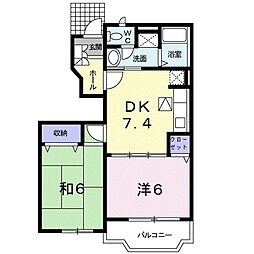 アバンツァート・II 1階2DKの間取り