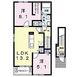 エアリーカーサA 2LDKの間取図画像