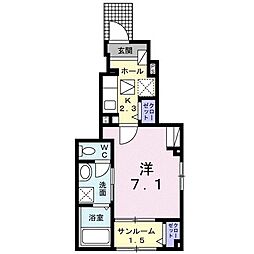 ワイズプラネッツ 1Kの間取図画像
