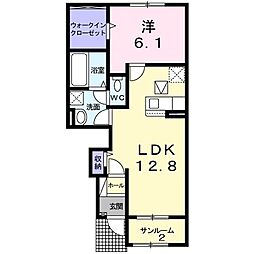 アビタシオンワイユー2 1LDKの間取図画像