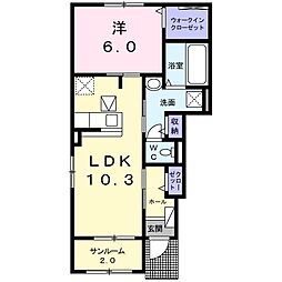 ラフィーネI 1階1LDKの間取り