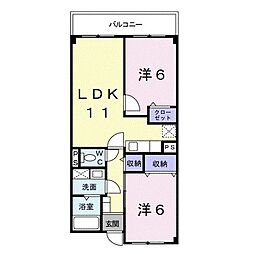 レフィナード吹上 2LDKの間取図画像