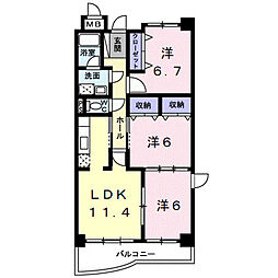 ブライトヒルズH&K 3LDKの間取図画像