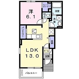 スウィートピーA 1LDKの間取図画像