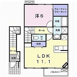 ウィンベルII 2階1LDKの間取り