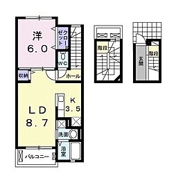 グレイス藤 1LDKの間取図画像