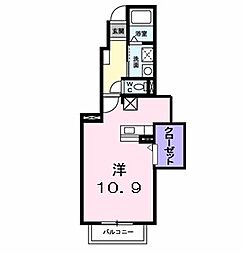 アプレンデール2 ワンルームの間取図画像