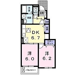 サクラ 2DKの間取図画像