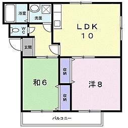 ハイツ沖田I 1階2LDKの間取り
