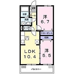 N.ウエストコート 2LDKの間取図画像