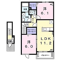 ボンダイリバー 2LDKの間取図画像