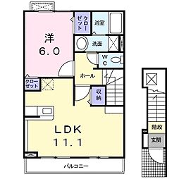 メテオ 2階1LDKの間取り