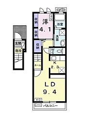 カーサアンダンテF 1LDKの間取図画像