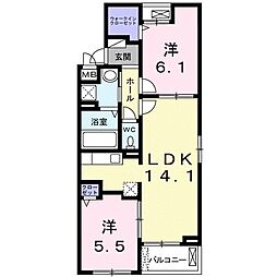 シャレム・オールT 2LDKの間取図画像