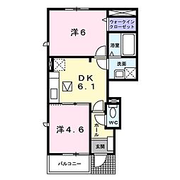 アグネス　II 1階2DKの間取り