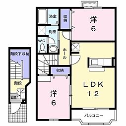 アンソレイユB 2LDKの間取図画像