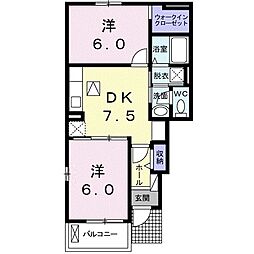 ビッグ・ルーフB 2DKの間取図画像