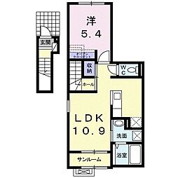 メゾンウィングウエスト 1LDKの間取図画像