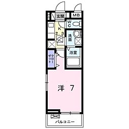 カーサディー1 1Kの間取図画像