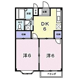 エルディムドミール小林 2DKの間取図画像