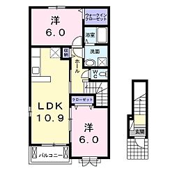アルカンシェルA 2LDKの間取図画像