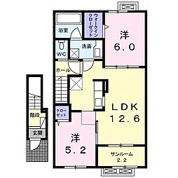 ヴィラアストラガル 2LDKの間取図画像