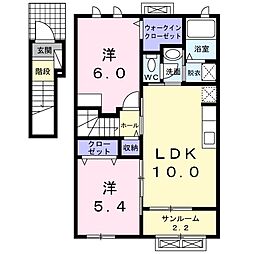 サウスタウン 2LDKの間取図画像