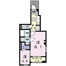 カミング小芝B棟 2Kの間取図画像